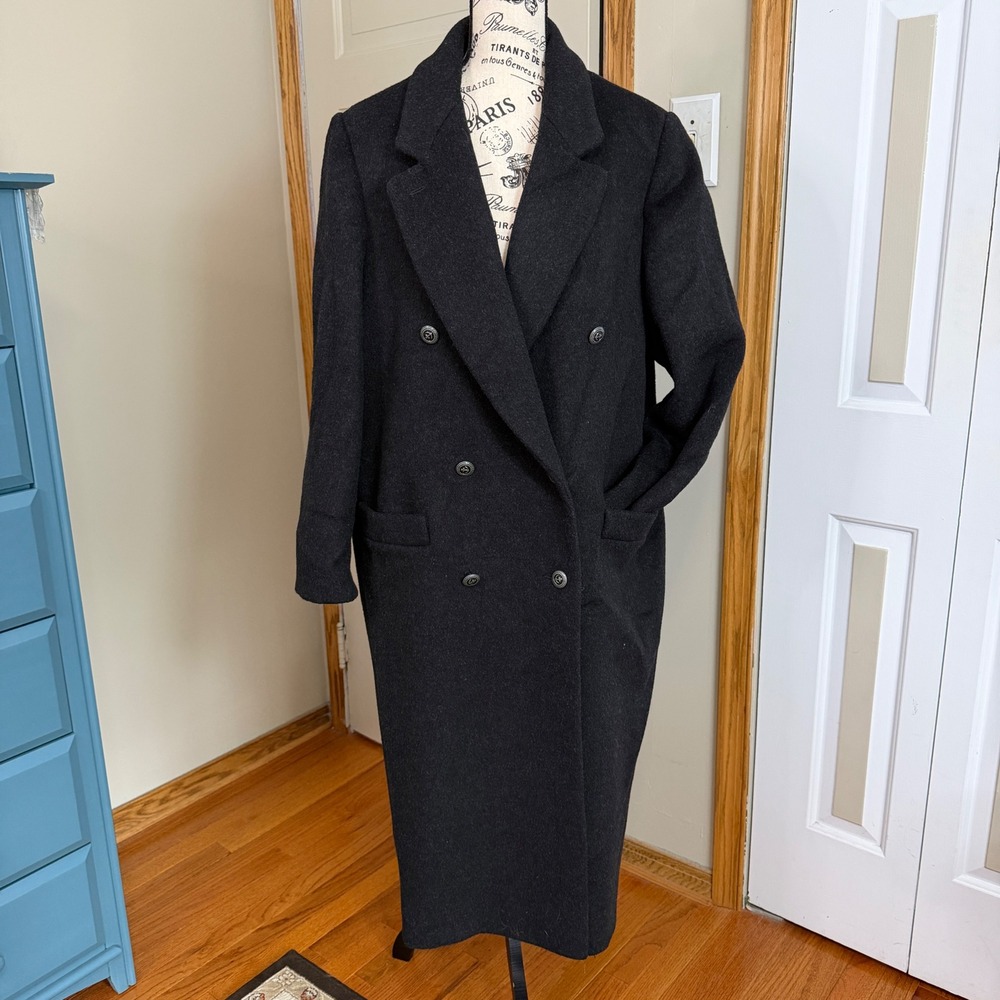 JG Hook Wool Coat Vintage Double Breasted Made in USA Nautical Anchor